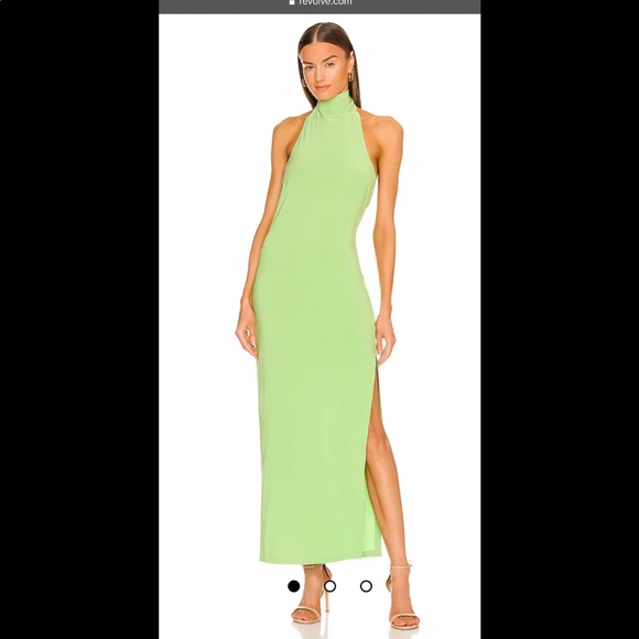 Norma Kamali halter slit maxi gown green small - Picture 1 of 3